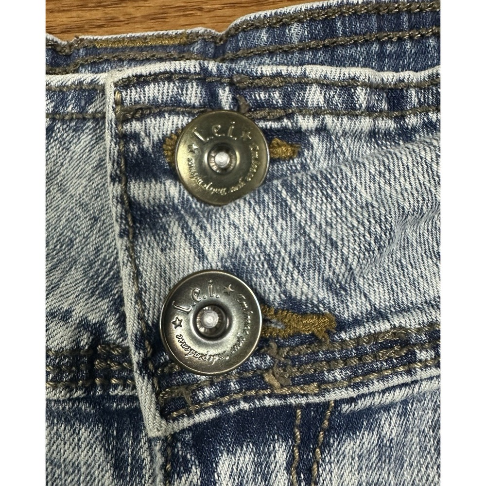 Vtg Y2K L.E.I. Ashley Trouble Micro Mini Jean Shorts Juniors 5 Stretch - Picture 2 of 7